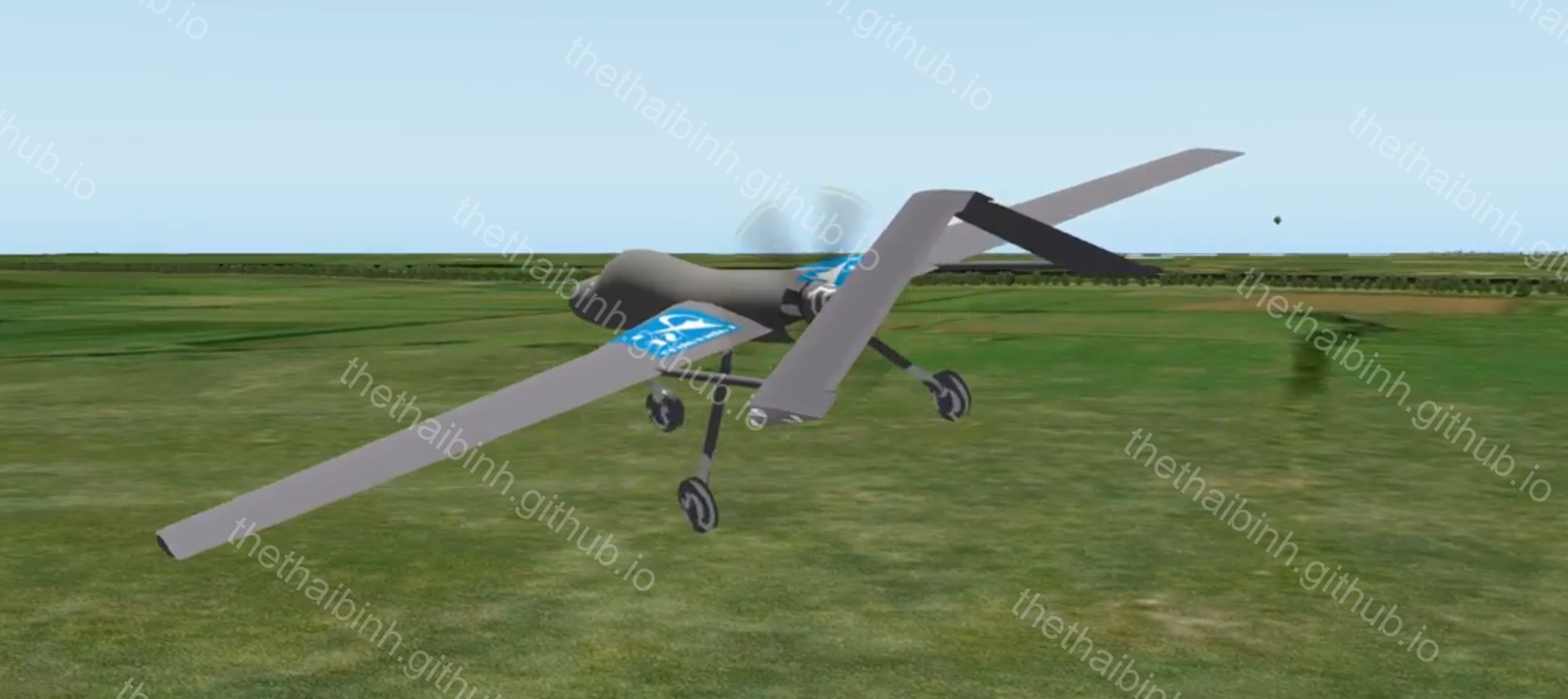 V-tail fixed wing UAV - simulation model